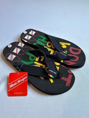 Red Stripe Flip Flops Large 10/11